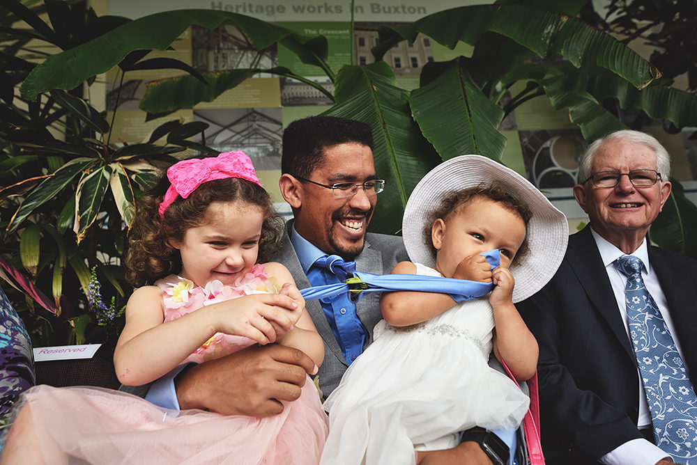 Dad and his two girls - documentary wedding photography