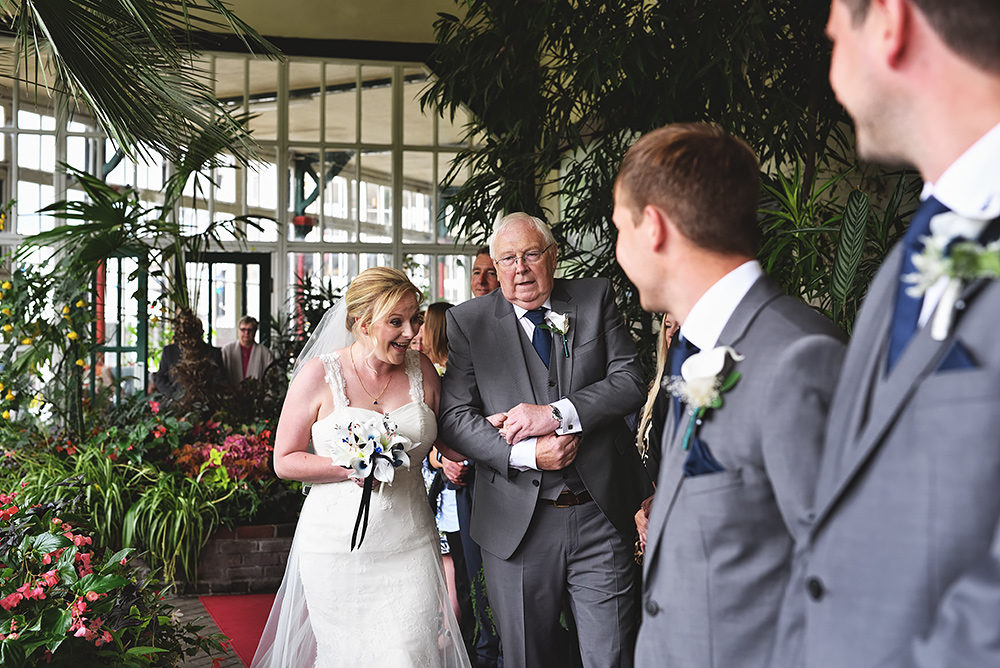 Buxton wedding - Dad walks bride in