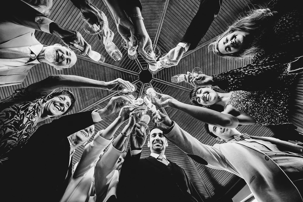 Leek Wedding Photographer - Brough Park Bandstand Toast