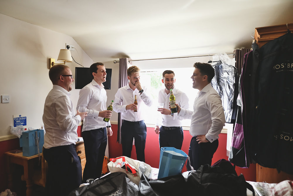 Groomsman drinks - Sandhole Oak Barn Wedding