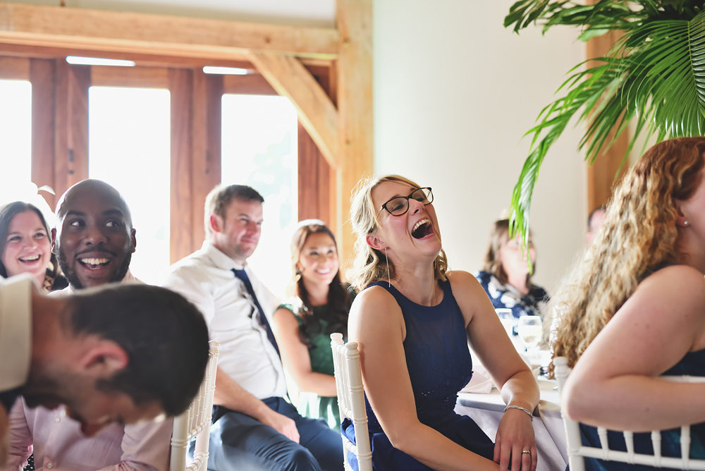 Laughter - Sandhole Oak Barn Wedding