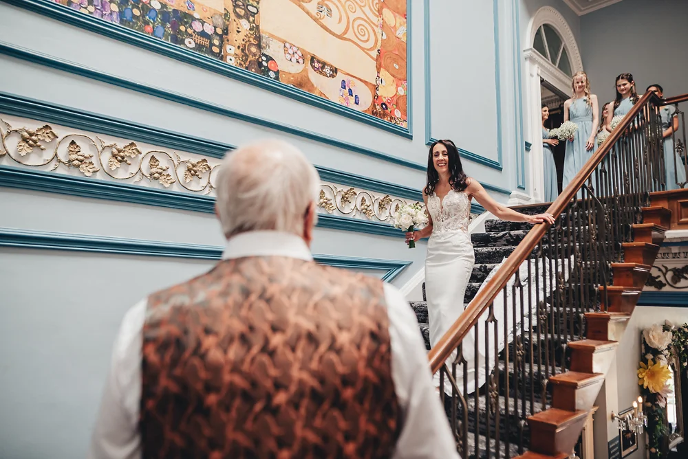 Shrigley Hall Macclesfield Wedding Photographer - Bride dad first look