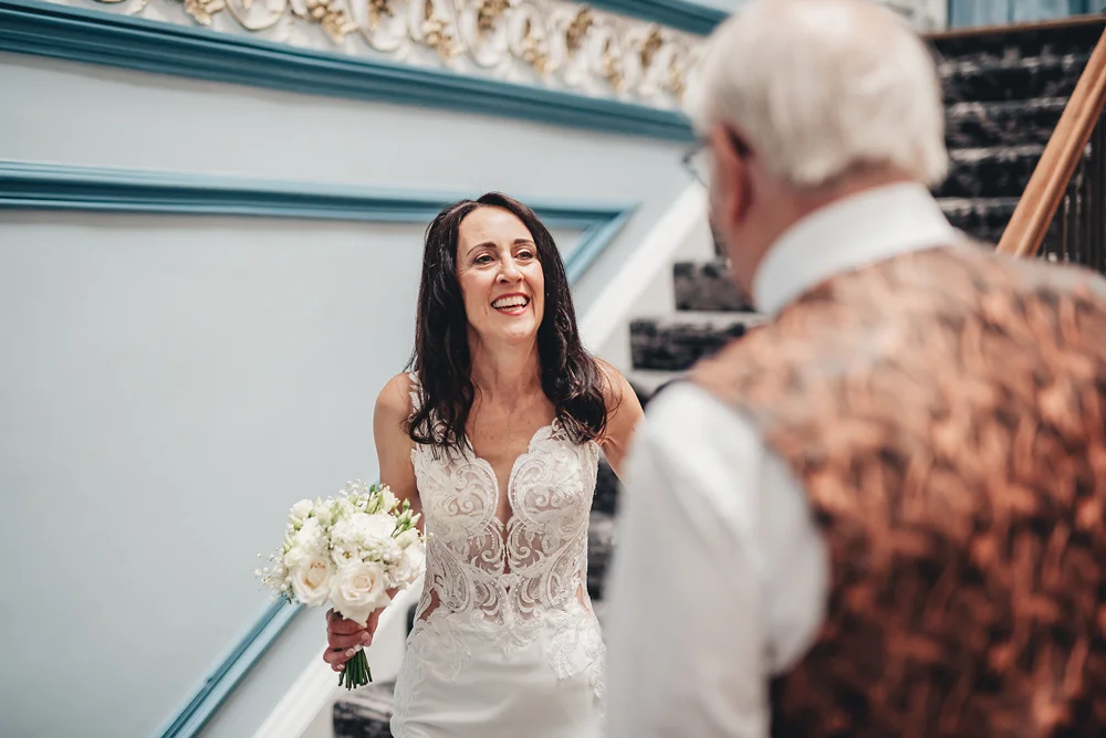 Shrigley Hall Macclesfield Wedding Photographer - Bride dad first look