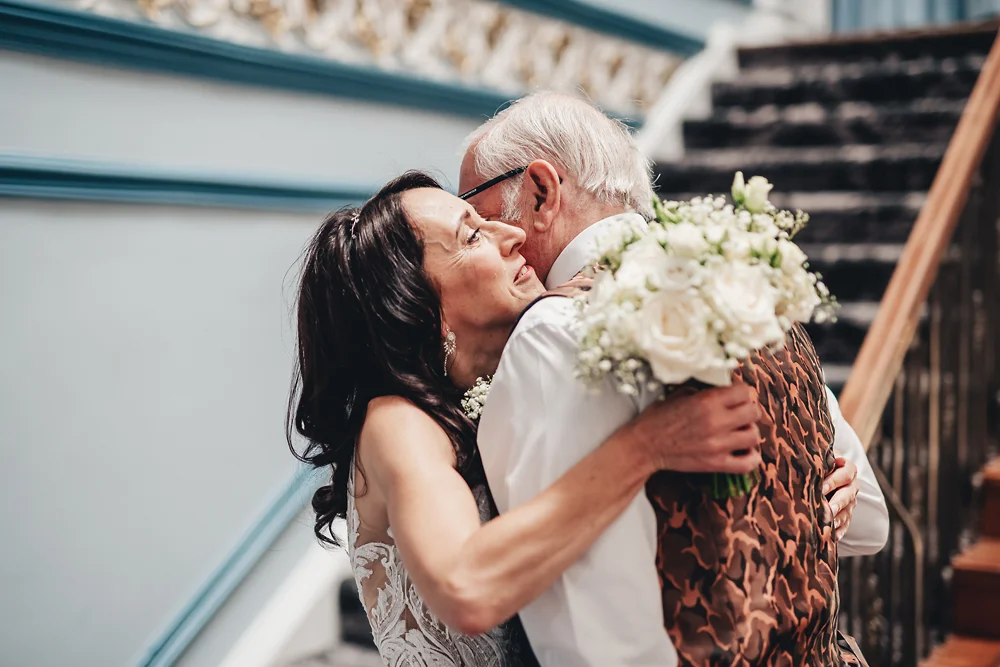 Shrigley Hall Macclesfield Wedding Photographer - Bride dad first look