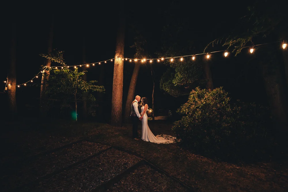 Shrigley Hall Macclesfield Wedding Photographer - Bride and groom evening portrait