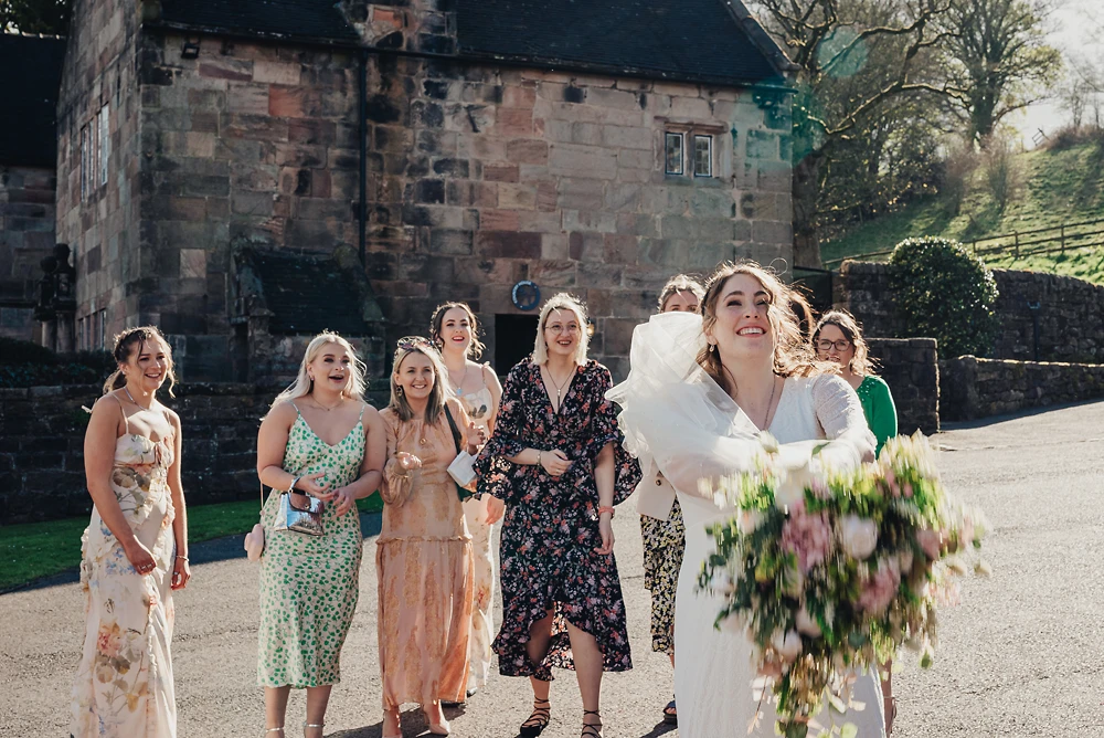 Bouquet toss at The Ashes Barns Staffordshire