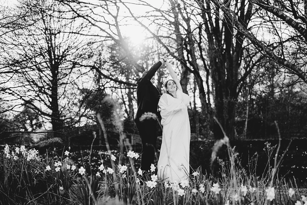TCouple portrait by the lake at The Ashes Barns Staffordshire